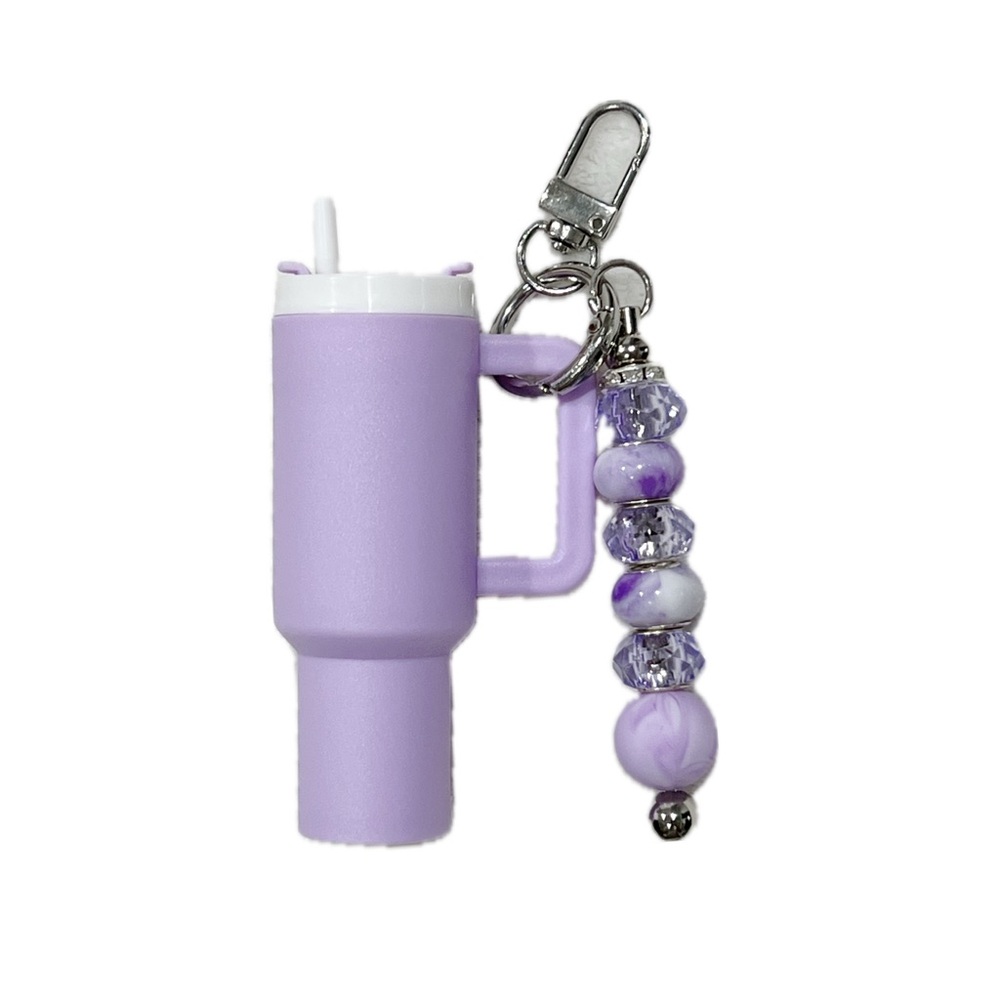 Beaded Purple Tumbler Keychain